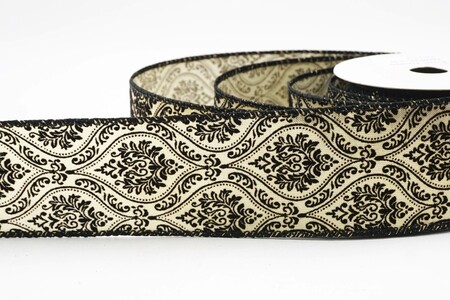 Nastro cablato damascato barocco decorato marrone chiaro/nero_KW0401GC-13-53