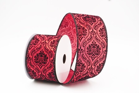 Nastro cablato damascato barocco decorato bordeaux/nero_KW0401GC-8-53