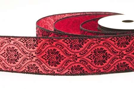 Nastro cablato damascato barocco decorato bordeaux/nero_KW0401GC-8-53