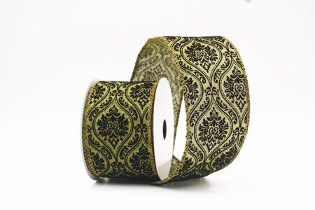 Nastro cablato damascato barocco ornato verde/nero_KW0402GC-3-185