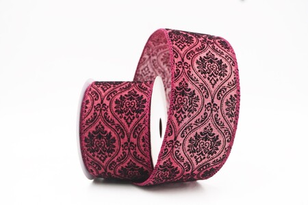Nastro cablato damascato barocco ornato bordeaux_KW0402GC-8-8