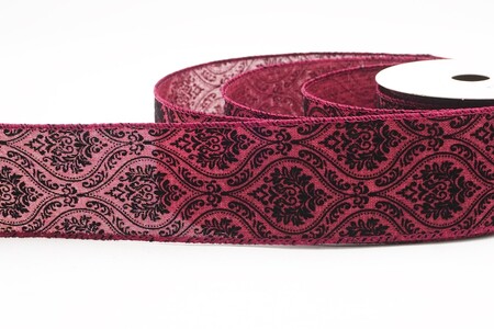 Nastro cablato damascato barocco ornato bordeaux_KW0402GC-8-8