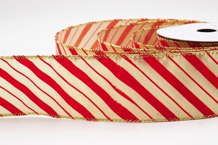 Nastro cablato a righe diagonali vivaci marrone chiaro/rosso_KW0408G-13