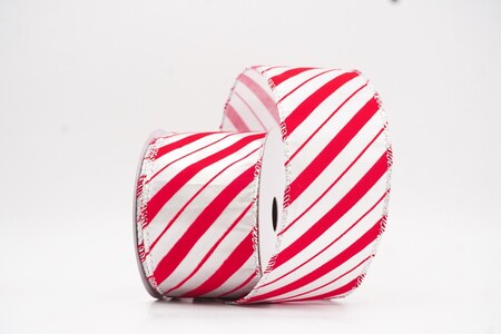 Nastro cablato a righe diagonali vivaci bianco/rosso_KW0408G-1R