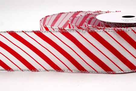 Nastro cablato a righe diagonali vivaci bianco/rosso_KW0408G-1R
