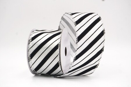 Nastro cablato a righe diagonali vivaci bianco/nero_KW0408G-1
