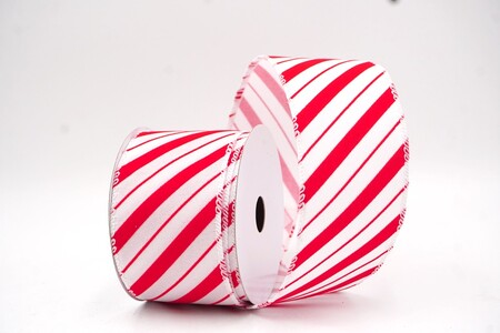 Nastro cablato bianco e rosso con vivaci righe diagonali_KW0410GC-1R-1