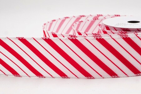 Nastro cablato bianco e rosso con vivaci righe diagonali_KW0410GC-1R-1
