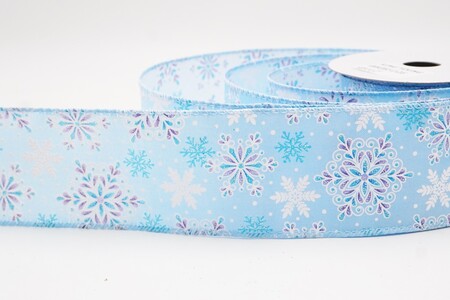 Nastro con fiocchi di neve mandala glitterati azzurro chiaro e anima metallica_KW0430GC-12-216