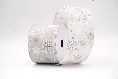 Nastro con fiocchi di neve mandala glitterati grigio chiaro e anima metallica_KW0430GC-50-1