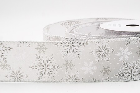 Nastro con fiocchi di neve mandala glitterati grigio chiaro e anima metallica_KW0430GC-50-1