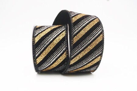 Schwarzes Drahtband mit Glitzer-Wirbelstreifen_KW0434GC-53-53