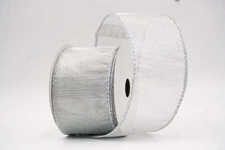 Weißes, einfarbiges, metallisch glänzendes, transparentes Drahtband_KW0436G-1