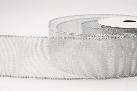 Weißes, einfarbiges, metallisch glänzendes, transparentes Drahtband_KW0436G-1