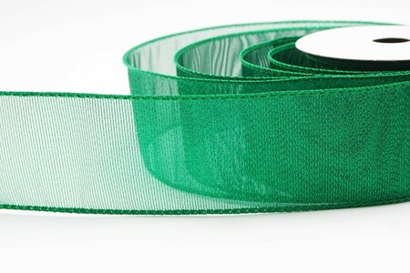 Grünes, einfarbiges, metallisch glänzendes, transparentes Drahtband_KW0436G-3A-49