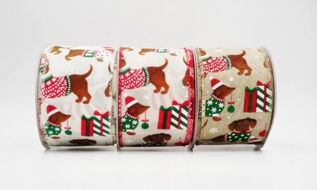 Fita aramada para festas com estampa de dachshund usando suéter - Fita aramada para festas com estampa de dachshund usando suéter