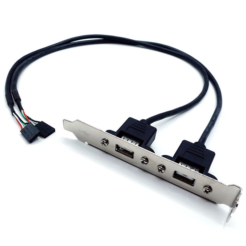 2 Port USB 2.0 PCI Bracket with 4 Pin Headers | T-TECH Custom Cable