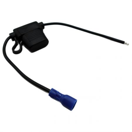 Automotive Fuse Holders - Splash-resistant fuse holder with attached wiring, including a 2A fuse