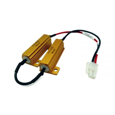 Індивідуальна проводка з резистором з золотим алюмінієвим корпусом 50W 10Ω. - Високоякісні 50W 10Ω золоті алюмінієві резистори з міцними роз'ємами.