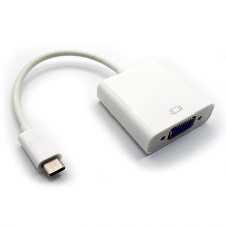 USB-C to VGA Adapter - USB-C (Thunderbolt 3) to VGA Adapter, Converter Compatible with MacBook, White