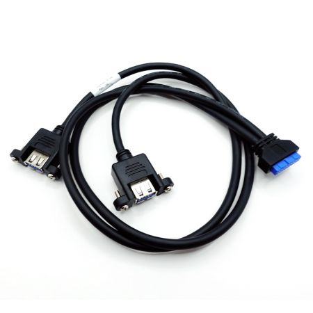 2 Port USB 3.0 Female to 20 Pin Motherboard Header Cable, 60cm, Black - 2 Port USB 3.0 Female to 20 Pin Motherboard Header Cable, 60cm, Black