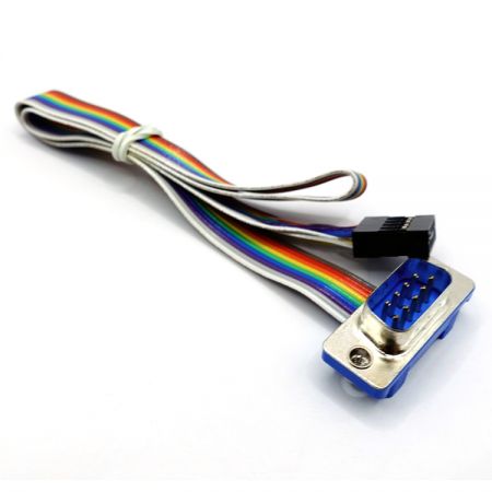 DB9 Male to 10Pin HEADER Flat Rainbow Cable, 40cm - DB9 Male to 10Pin HEADER Flat Rainbow Cable, 40cm