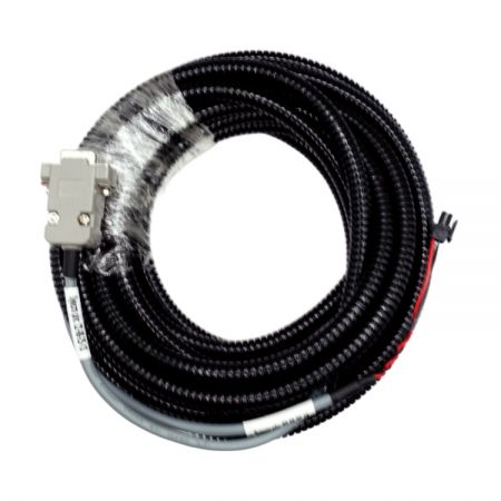 Cable assembly with D-Sub 9P connector and Micro-Fit 2P connector.