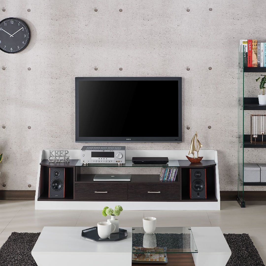 Muebles para tv modernos, mesas de madera y cristal con cajones