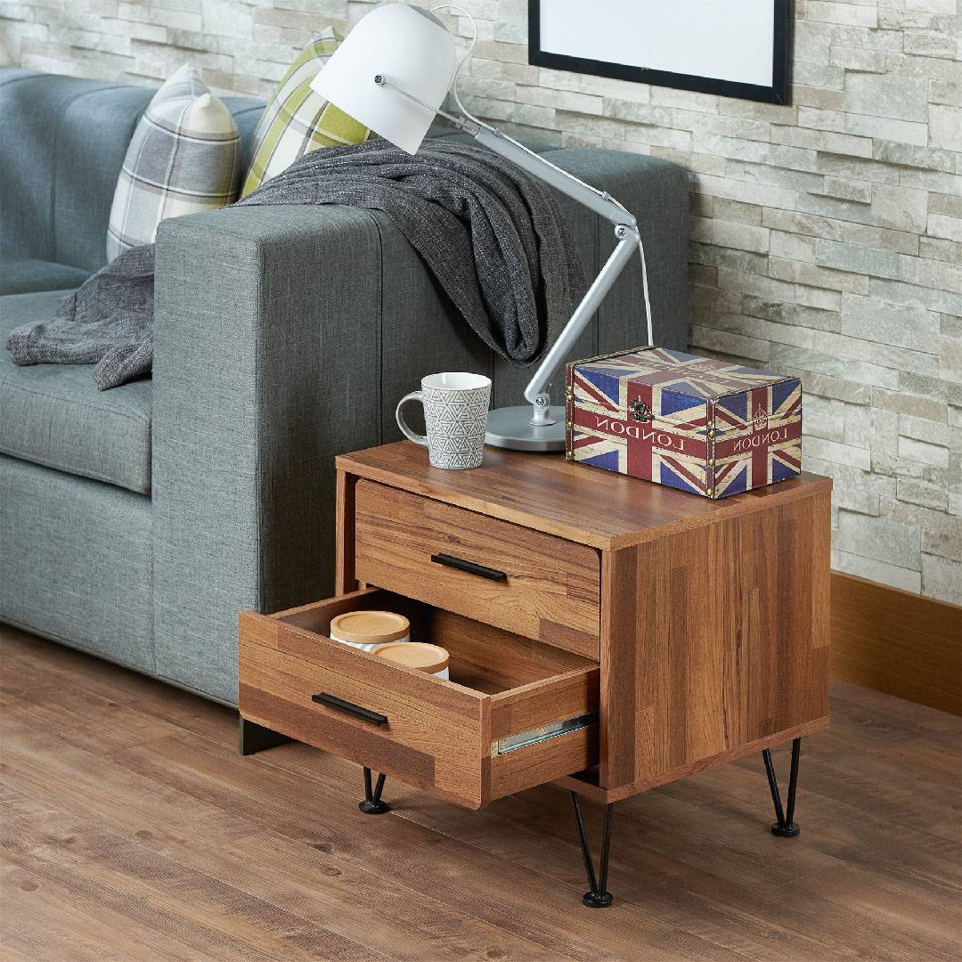 Mesa auxiliar para sofá de madera de roble