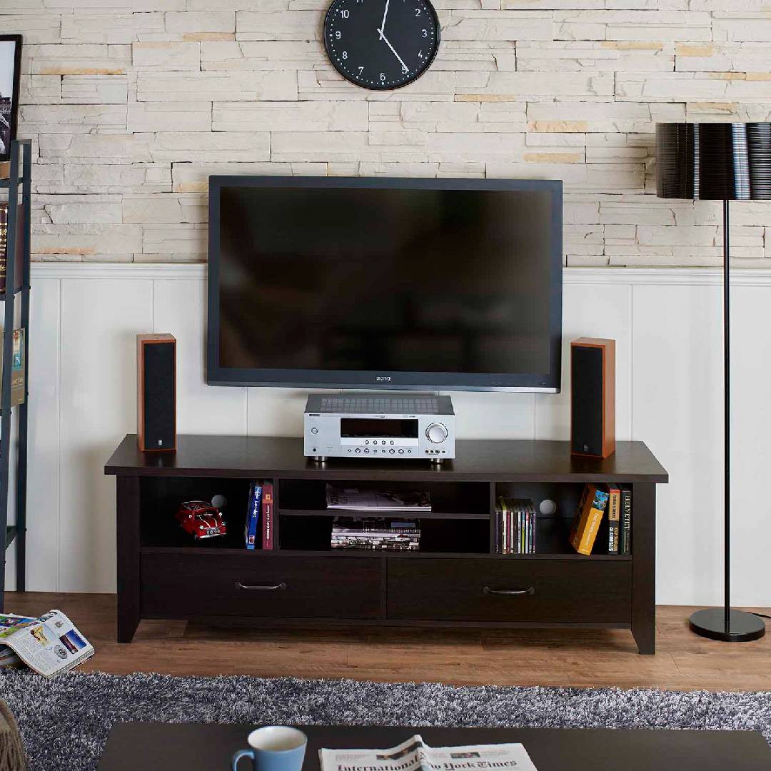 Mueble de TV de almacenamiento cuadrado abierto de 180 cm de largo, Camas  de ratán de alta gama para hoteles