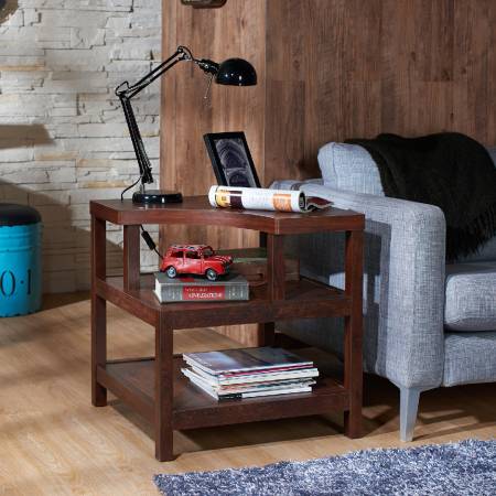 Mesa auxiliar rectangular de estilo abierto de 3 capas - Mesa auxiliar estilo Jenga.
