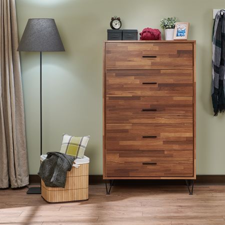 Cassettiera moderna decorata in teak recuperato - Cassettiera moderna decorata in teak recuperato