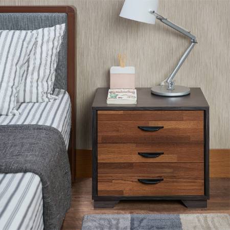 Mesa auxiliar de MDF con tres cajones - Mesa auxiliar con forma de estilo americano.