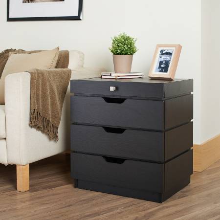 Mesa auxiliar funcional de alta calidad - El diseño combina con el laminado de madera negra.