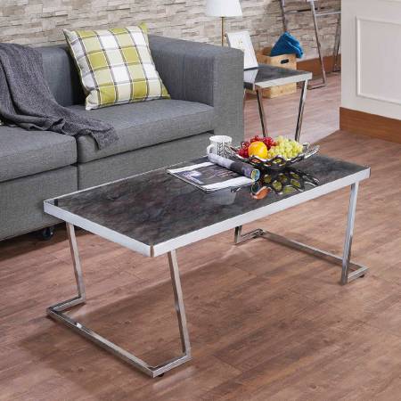 L-Type Black Glass Tabletop Coffee Table - Easy shape coffee table.