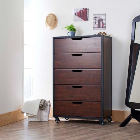 Комод с ящиками на заклепках в легком индустриальном стиле - 5-ти уровневый шкаф для хранения вещей.