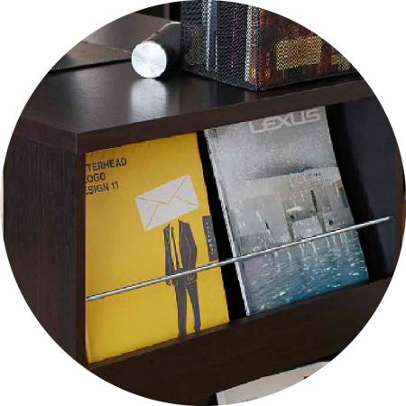 The right side of the desk offers magazines, books placed.