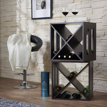 Modern Square Storage Wine Rack - Cross shaped mini wine rack.