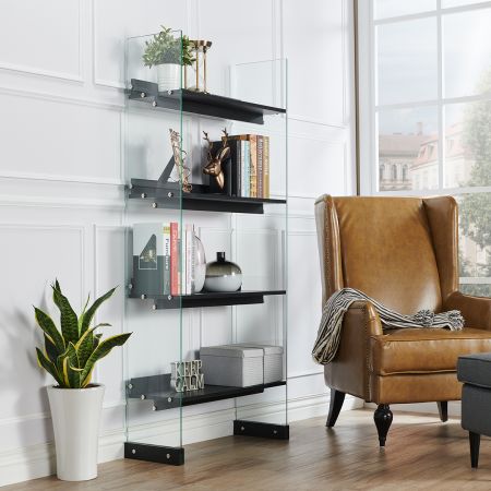 No Backplane Perspective Glass Opened Bookcase - No Backplane Perspective Glass Opened Bookcase