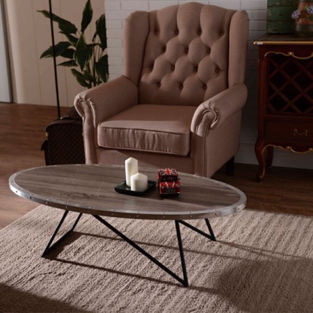 Oval Shape Coffee Desk - Arc rivets irregular modeling geometric tables.