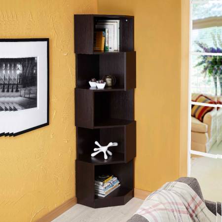 Boekenkast met polygonale modellering - Boekenkast met een hoek van 90 graden. Kan volledig onafhankelijk van de muur staan.