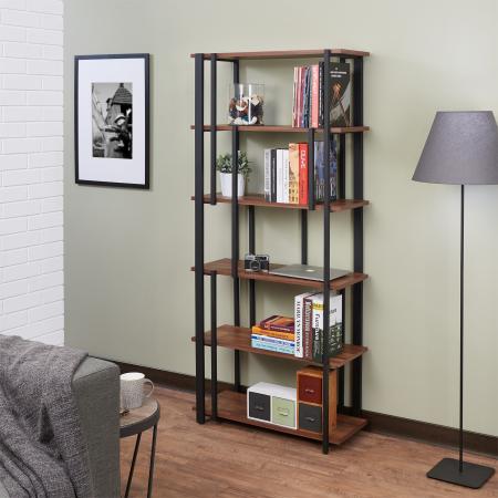 Dark Teak Retro Bookcase - Reclaimed Teak Retro Industrial Style Bookcase.