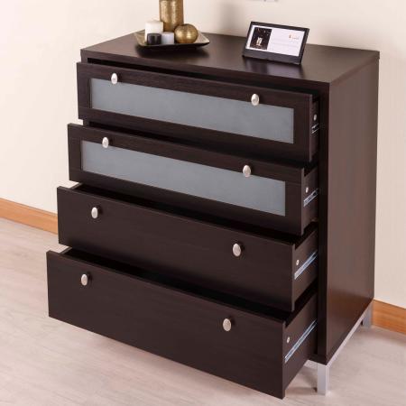 Простой 1-метровый 4-слойный шкаф для хранения вещей - Шкаф для хранения вещей из высококачественного ламината цвета эспрессо с деревянными прожилками.