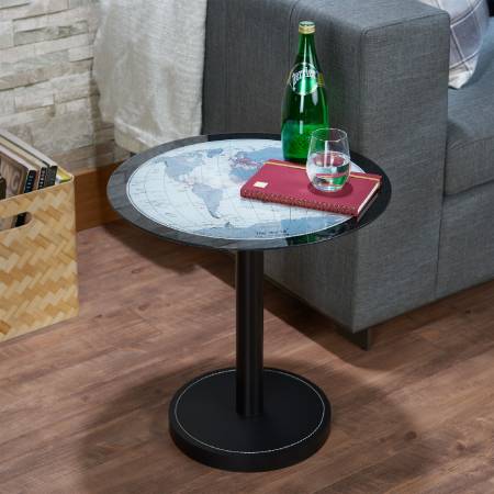 World Map Circle Side Table