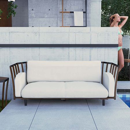 Solidna drewniana sofa ogrodowa z żelaza