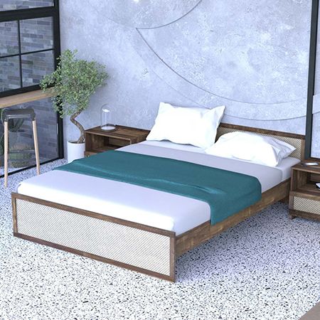 American Rattan Wood King Bed