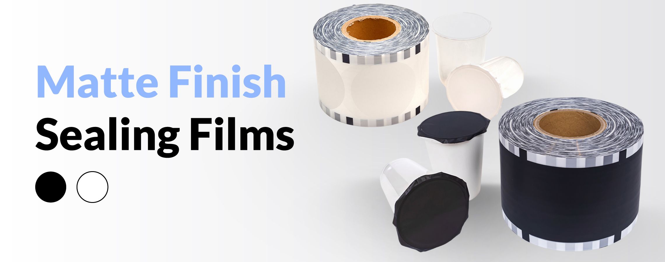 Matte Finish Sealing Film - Matte finish black and white sealing film for beverage cups.