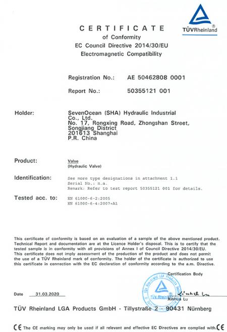 Seven Ocean Hydraulics have obtained CE certification on Solenoid Directional Control Valve.