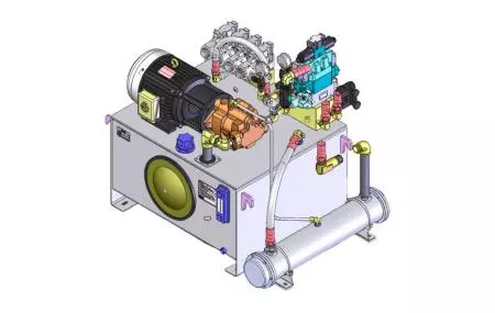 HPU personalizada - Dibujo de muestra 2D de la unidad de potencia hidráulica.