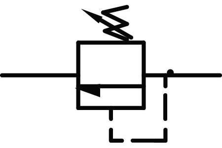 Symbol graficzny - MBV - Zawór hamulca ciśnieniowego.